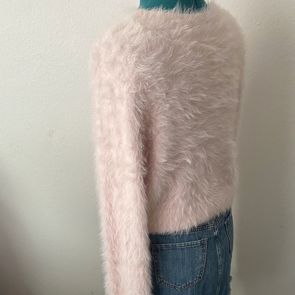 Kendall & Kylie Ultra Soft and Cozy High Crewneck Pale Pink Eyelash Sweater - Picture 9 of 10